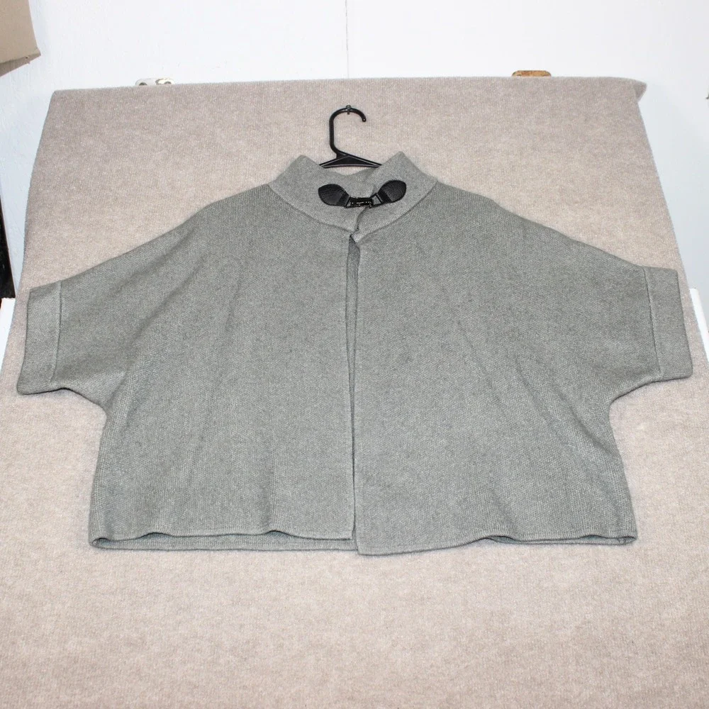 M.K. Maglificio Gray Knit Mock Neck Toggle Poncho Sweater Made in Italy Style